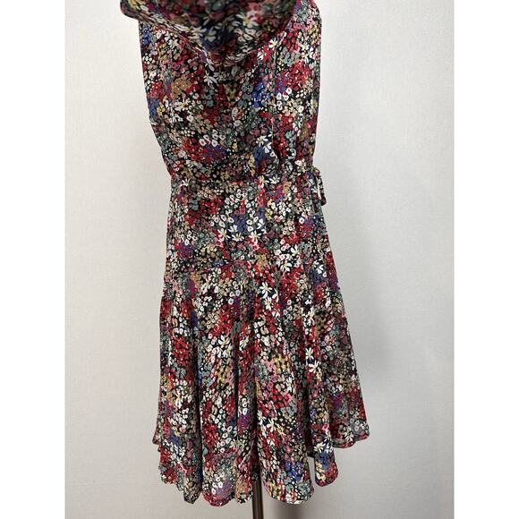 Entro Dress Sz M Floral Perfect for Fall Long Sleeves Tie Waist Button Up - Picture 7 of 16